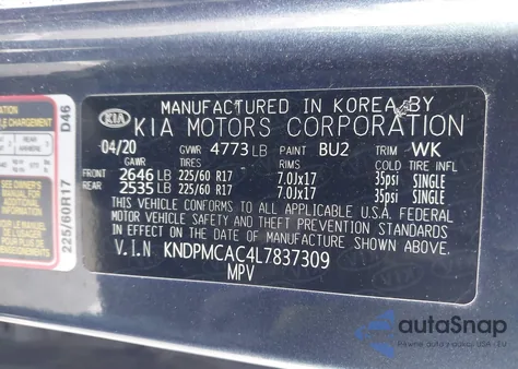 2020 Kia Sportage Lx from USA, damaged, VIN KNDPMCAC4L7837309